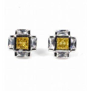 Men's Topaz and Clear CZ Earrings